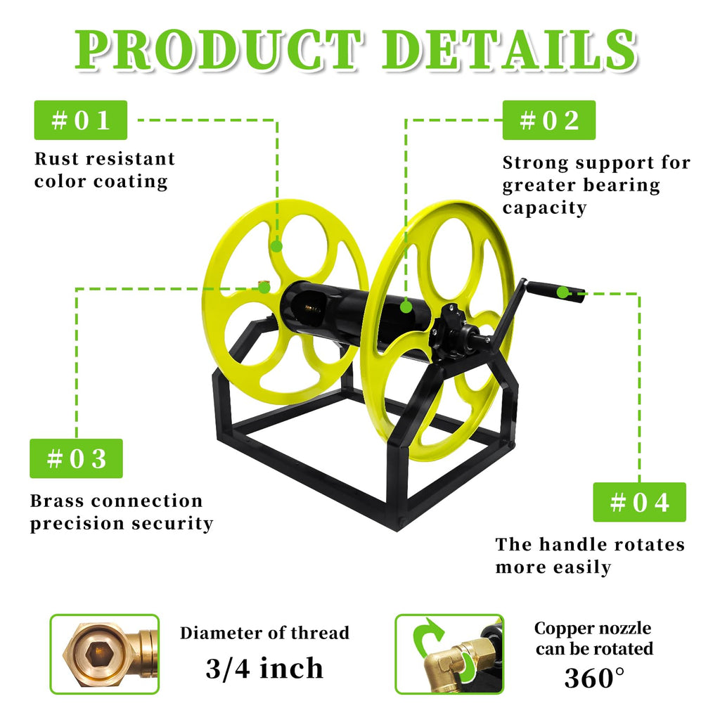 Wall/Floor Mount Garden Hose Reel with Crank W97981