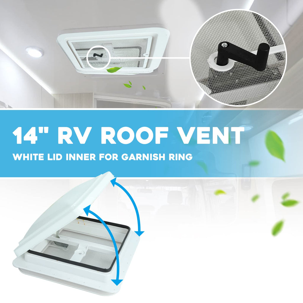 14" RV Roof Vent with White Lid I294