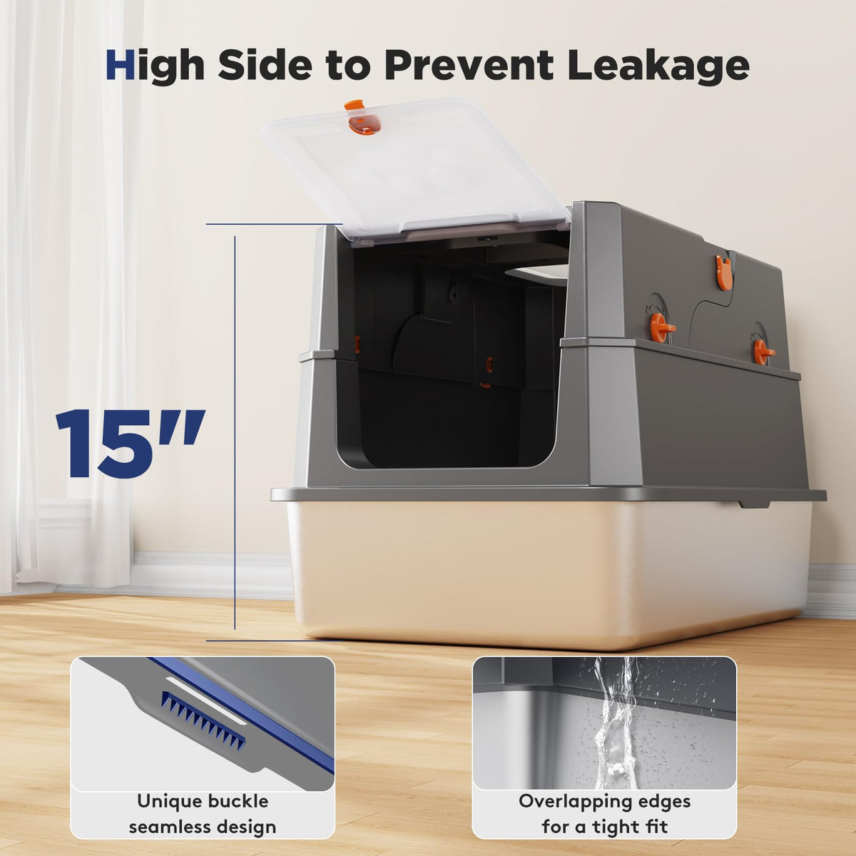 Stainless Steel Enclosed Cat Litter Box with Lid P852184