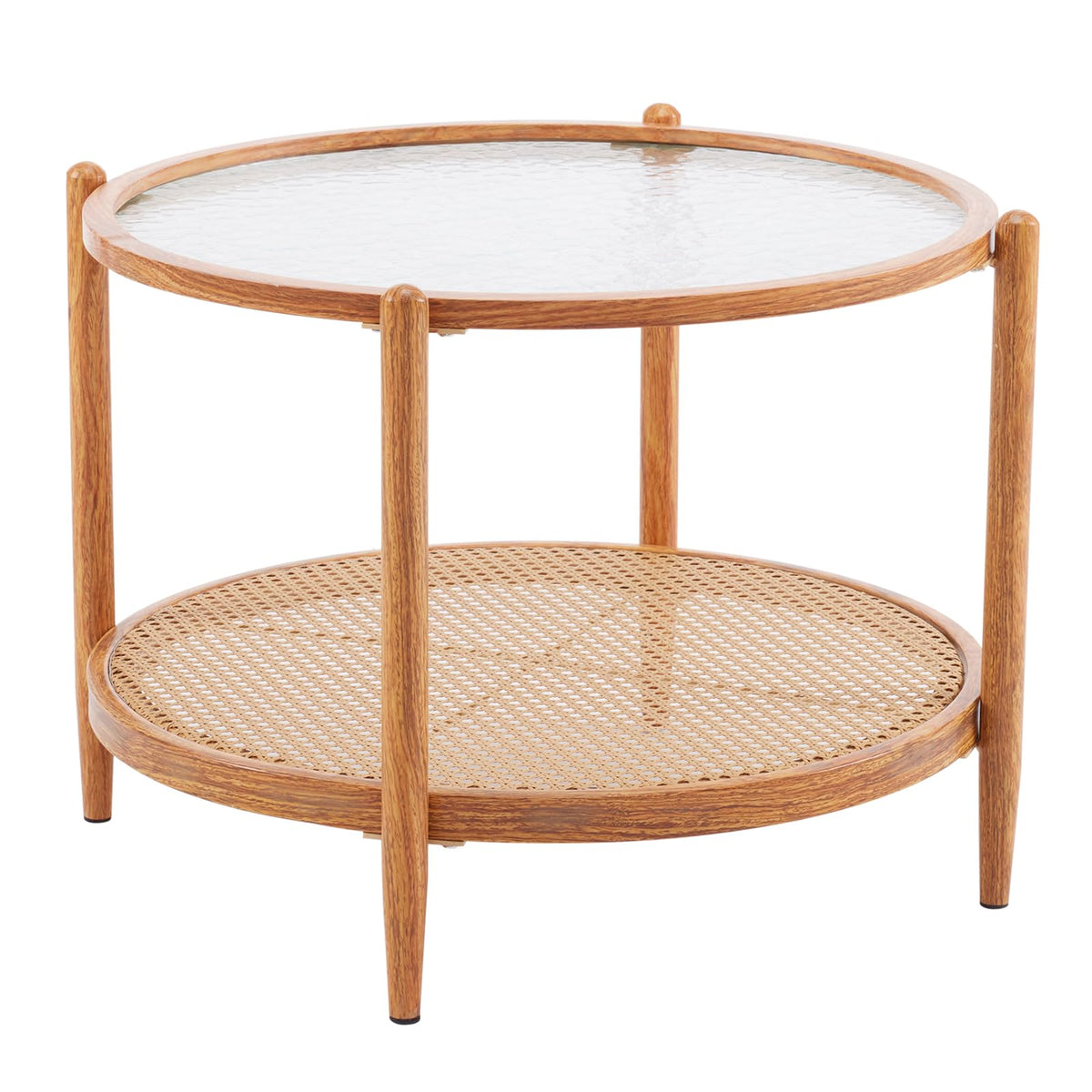 Round Glass Rattan Coffee Table D63279