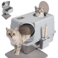 XL Stainless Steel Enclosed Cat Litter Box with Lid B392828