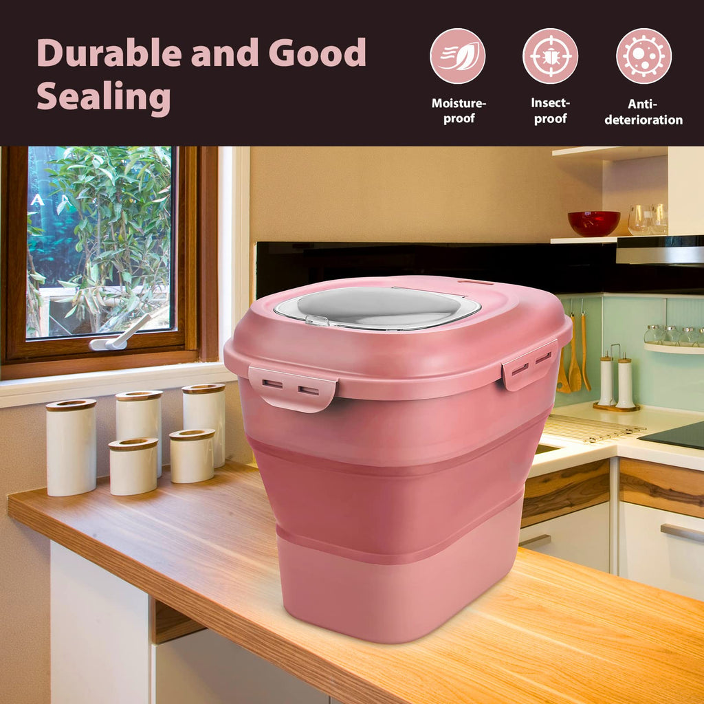 Collapsible Airtight Dry Food Storage Containers with Rolling Wheel R695600