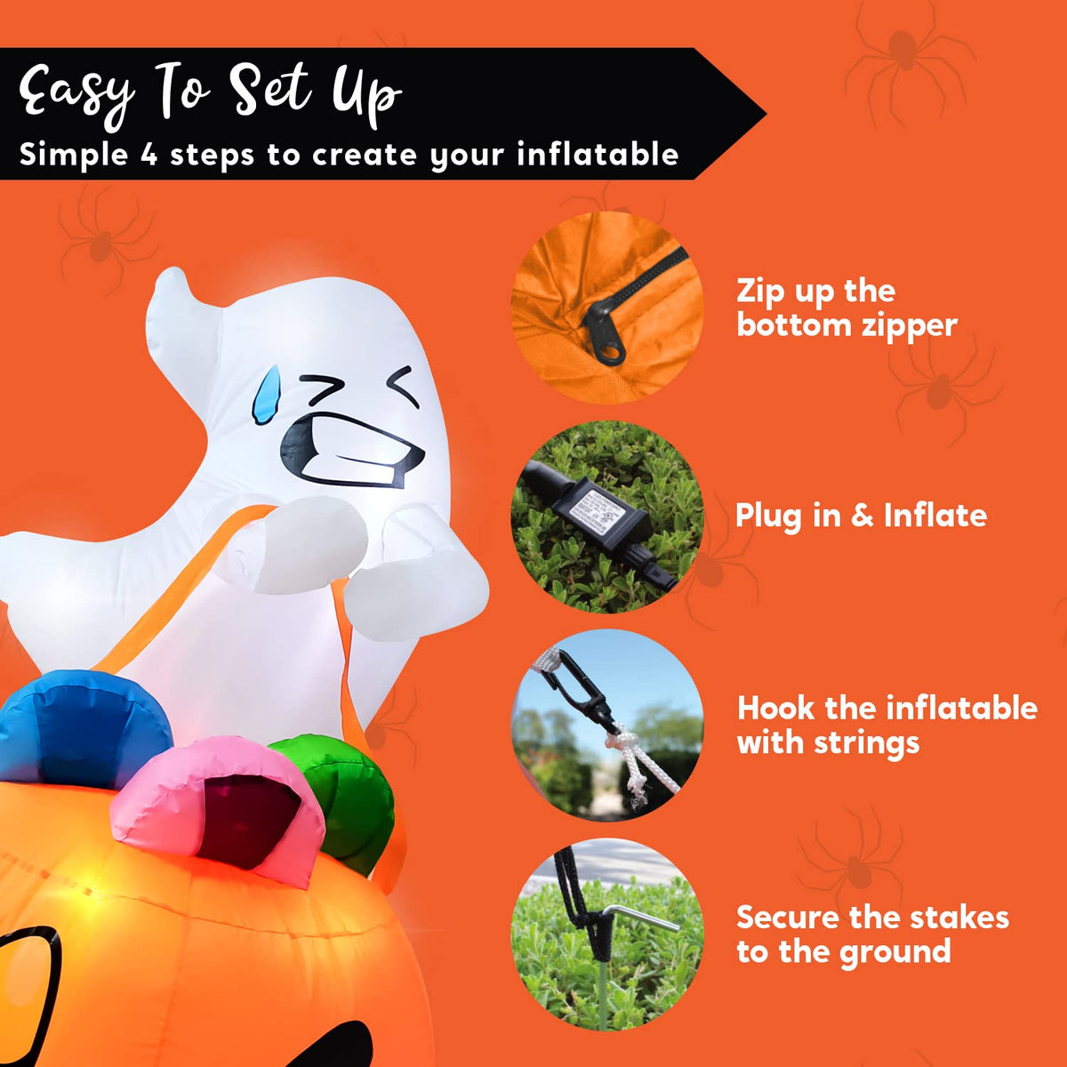 5 FT Halloween Inflatable Ghost with Build-in LEDs A14670