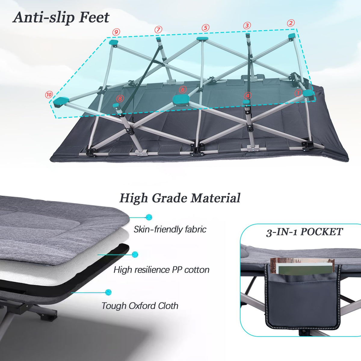 Folding Camping Cot with Carry Bag B2589