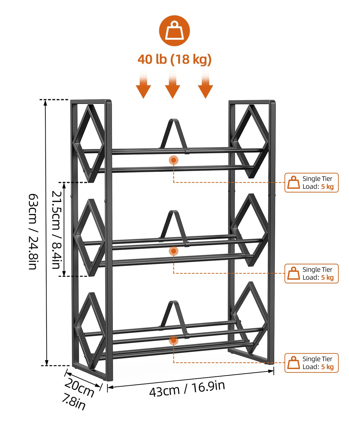 3-Tier CD Storage Metal Display Shelf with Adjustable Divider A3714