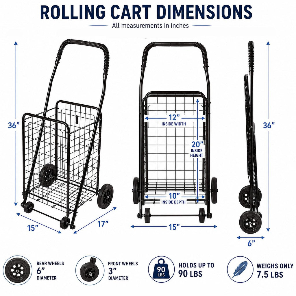Black Foldable Utility Cart with Wheels S1541