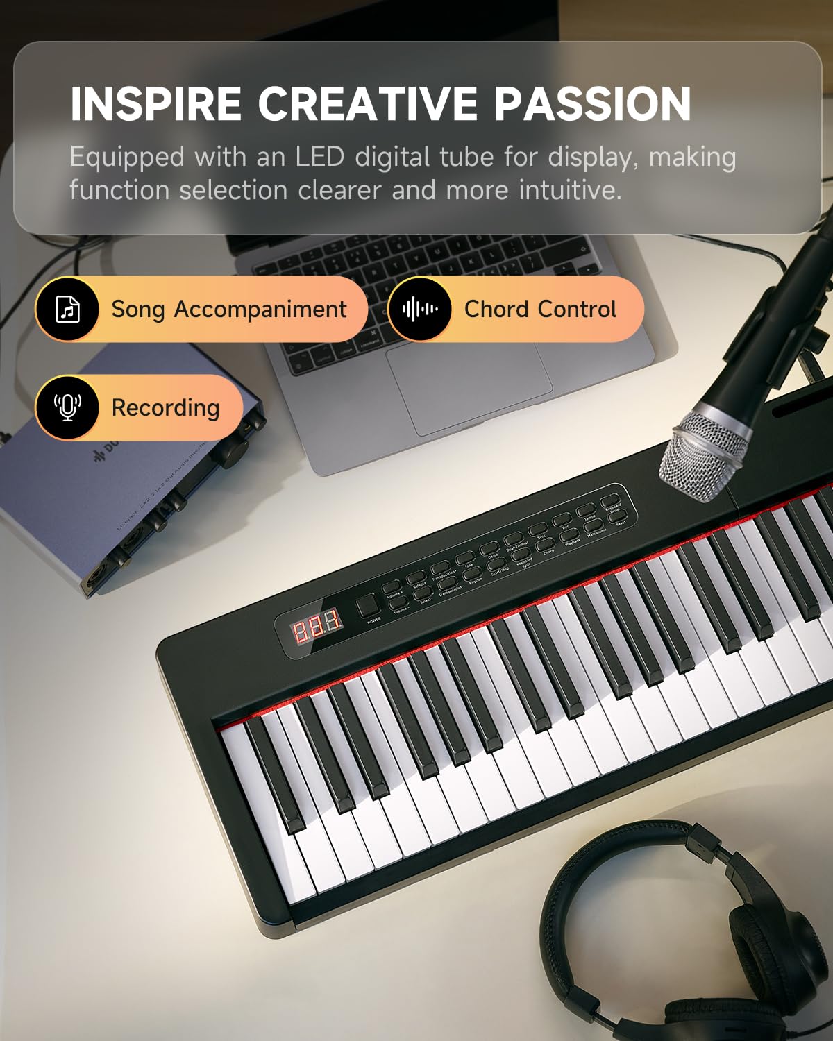 88 Keys Velocity-Sensitive Digital Piano with Stand and Triple Pedal P6649
