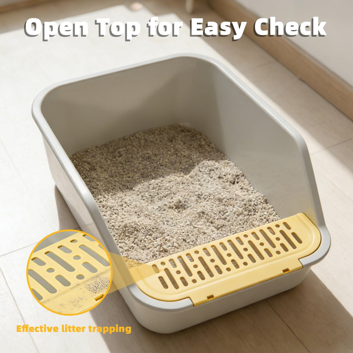 High Sides Open Top Cat Litter Box with Low Entry W29923