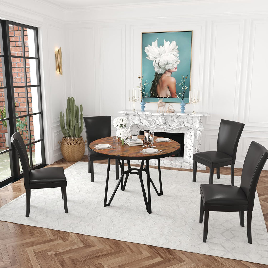 Set of 2 Black Faux Leather Dining Chairs G4663