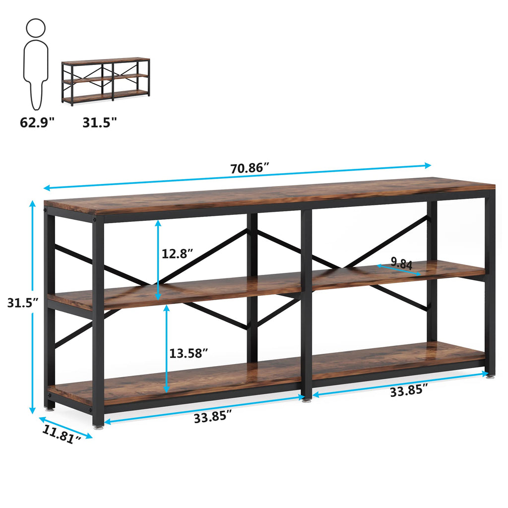 70.9 Inch 3-Tier Console Table with Storage Shelves C374