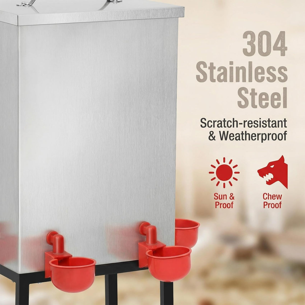 3 Gallon Stainless Steel Chicken Waterer with Cups & Nipples X9972
