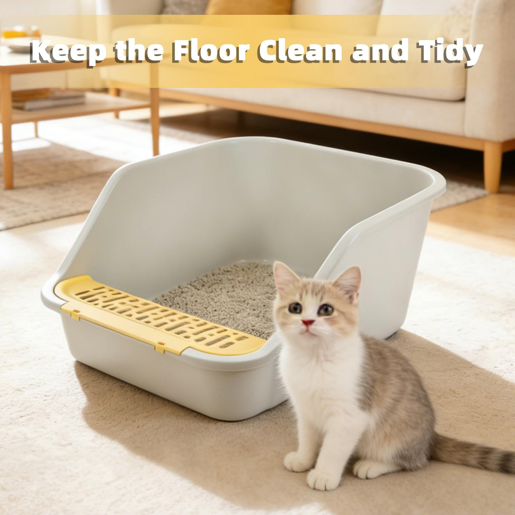 High Sides Open Top Cat Litter Box with Low Entry W29923
