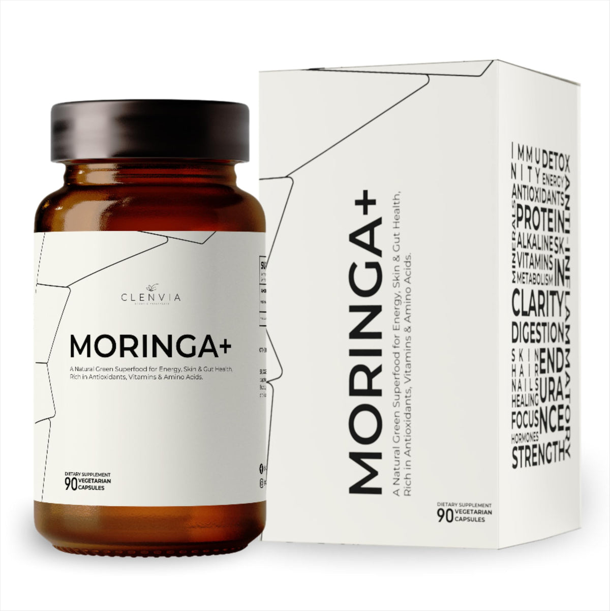 90 Capsules 1000mg Organic Moringa Leaf Powder Capsules Q313320