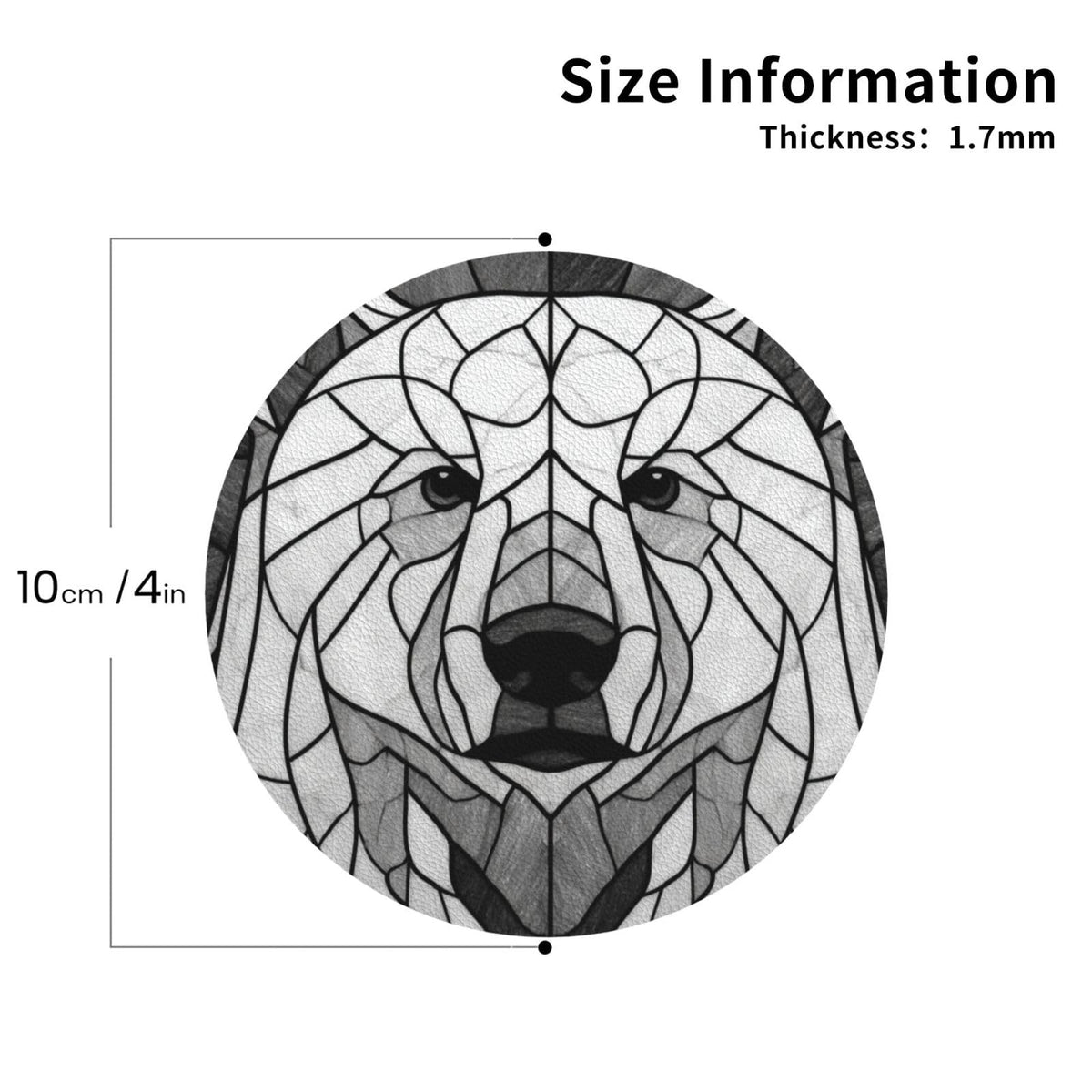 Black and White Bear Leather Coasters Set of 4 V6426