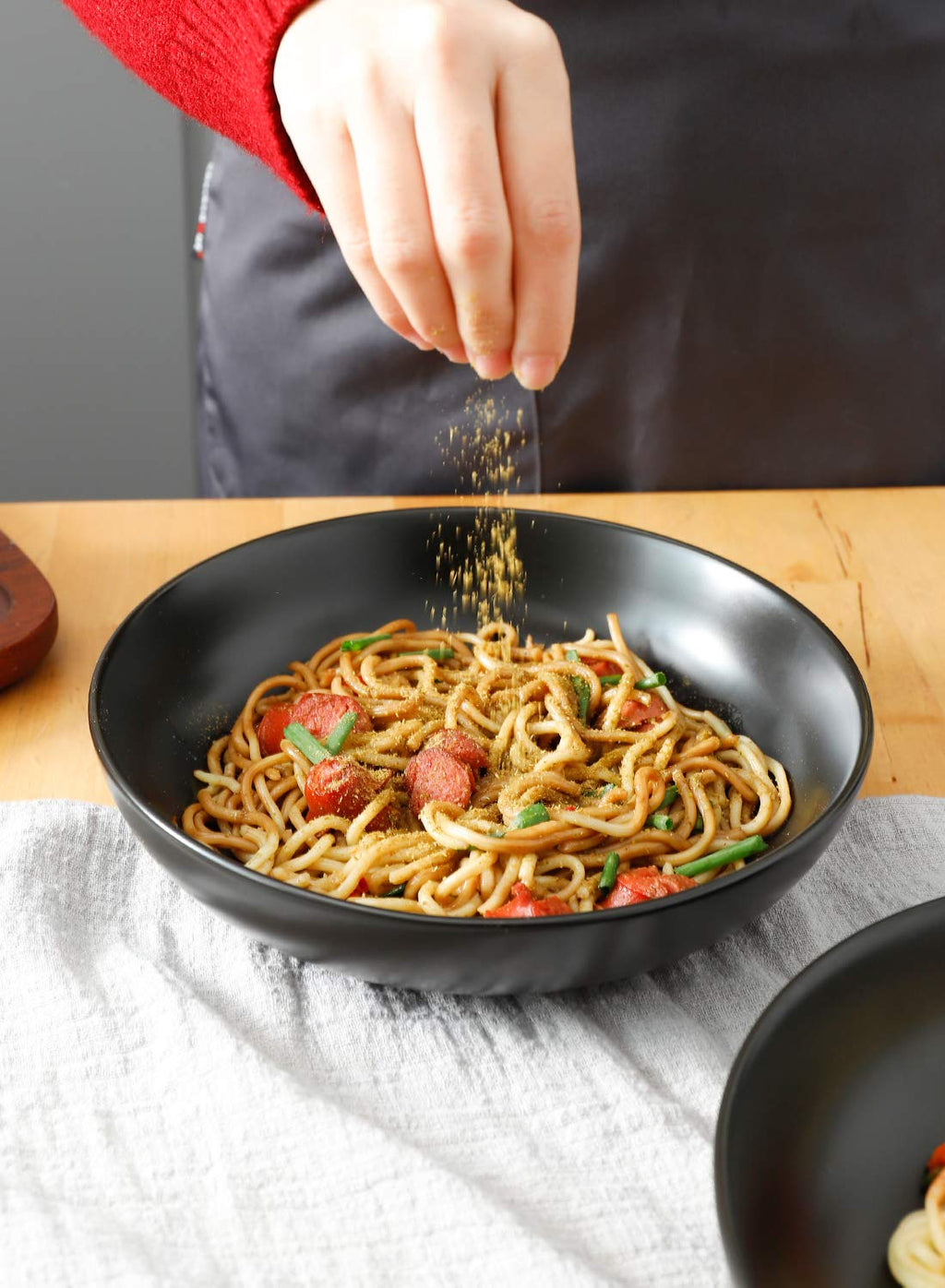 Matte Black Porcelain Pasta Bowls Set of 4 O12402