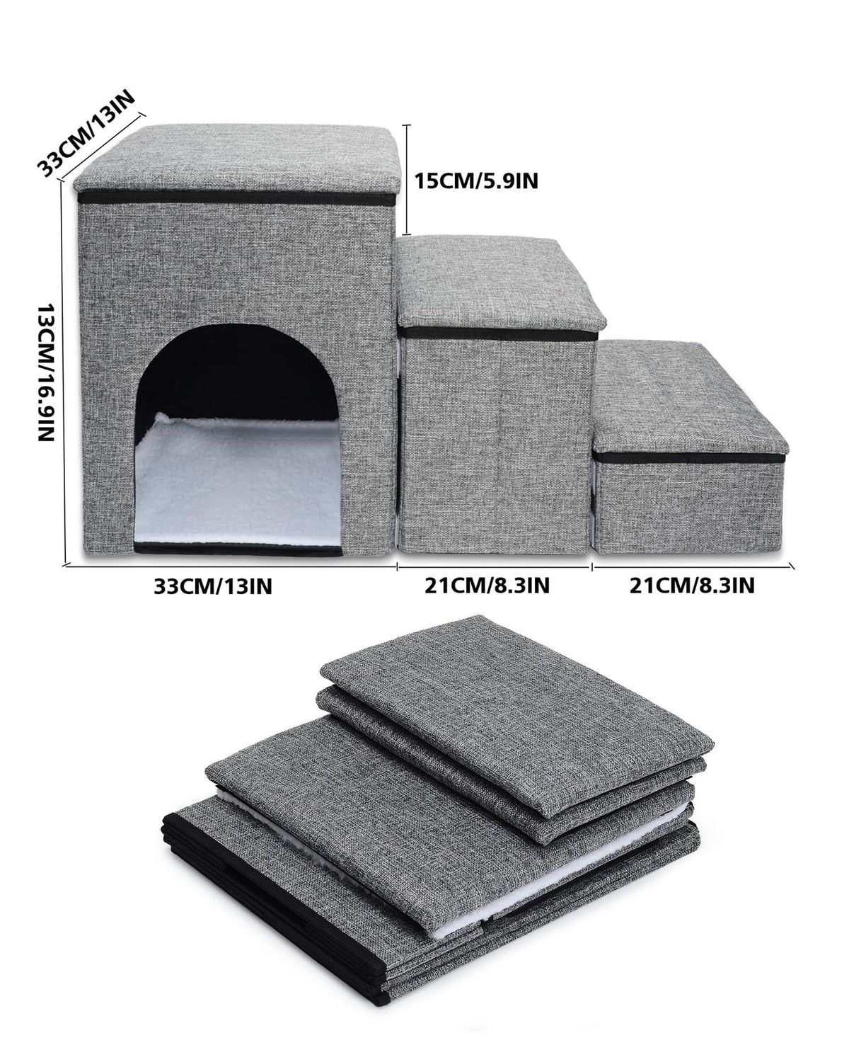 Folding Pet Stairs with Storage Box Q390