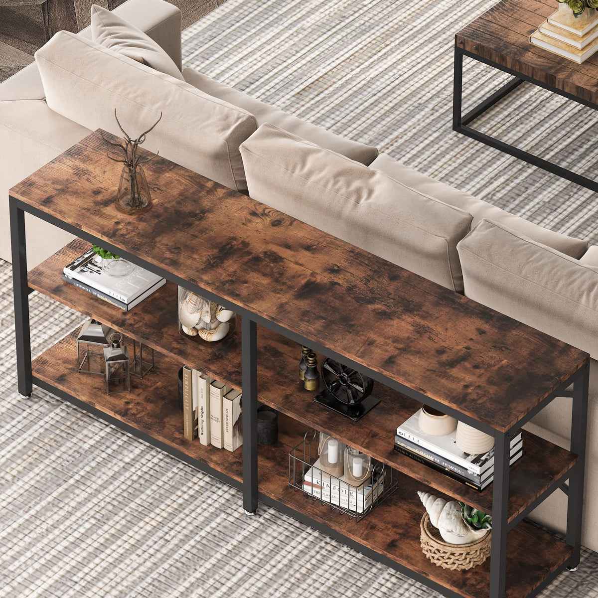 70.9 Inch 3-Tier Console Table with Storage Shelves C374