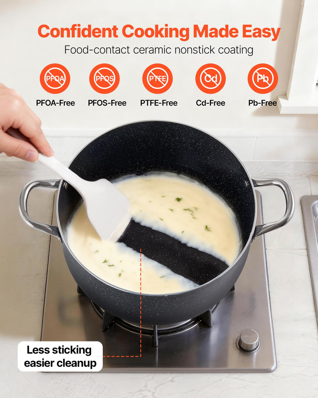 12-Quart Nonstick Ceramic Aluminum Stock Pot with Glass Lid F660088