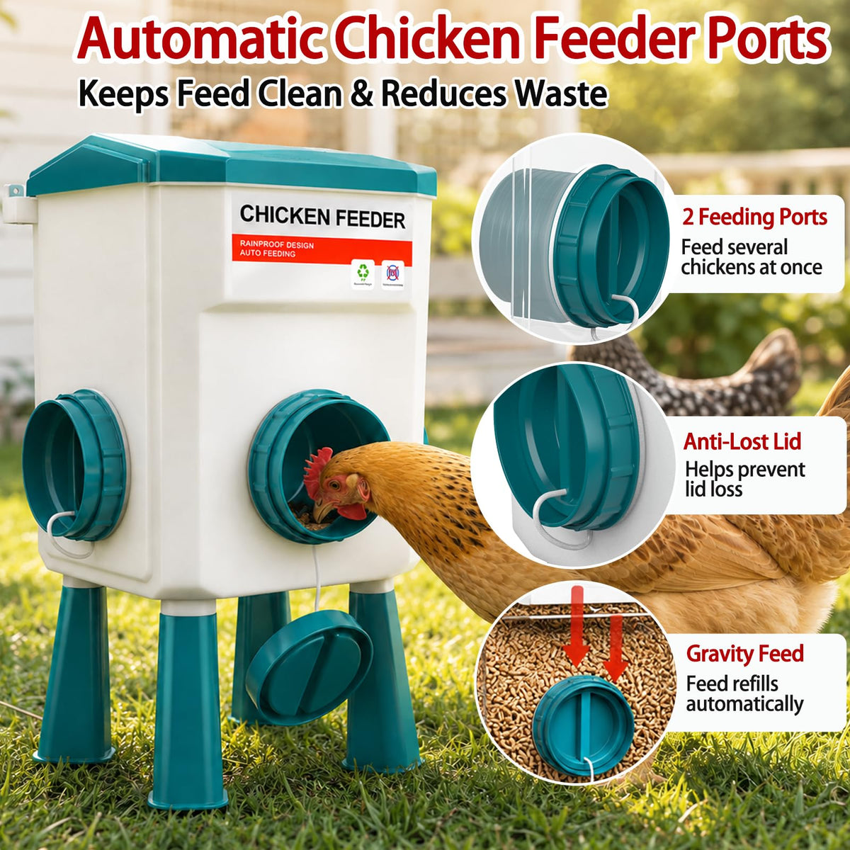 Automatic No Waste Poultry Feeder and Waterer Set K7226
