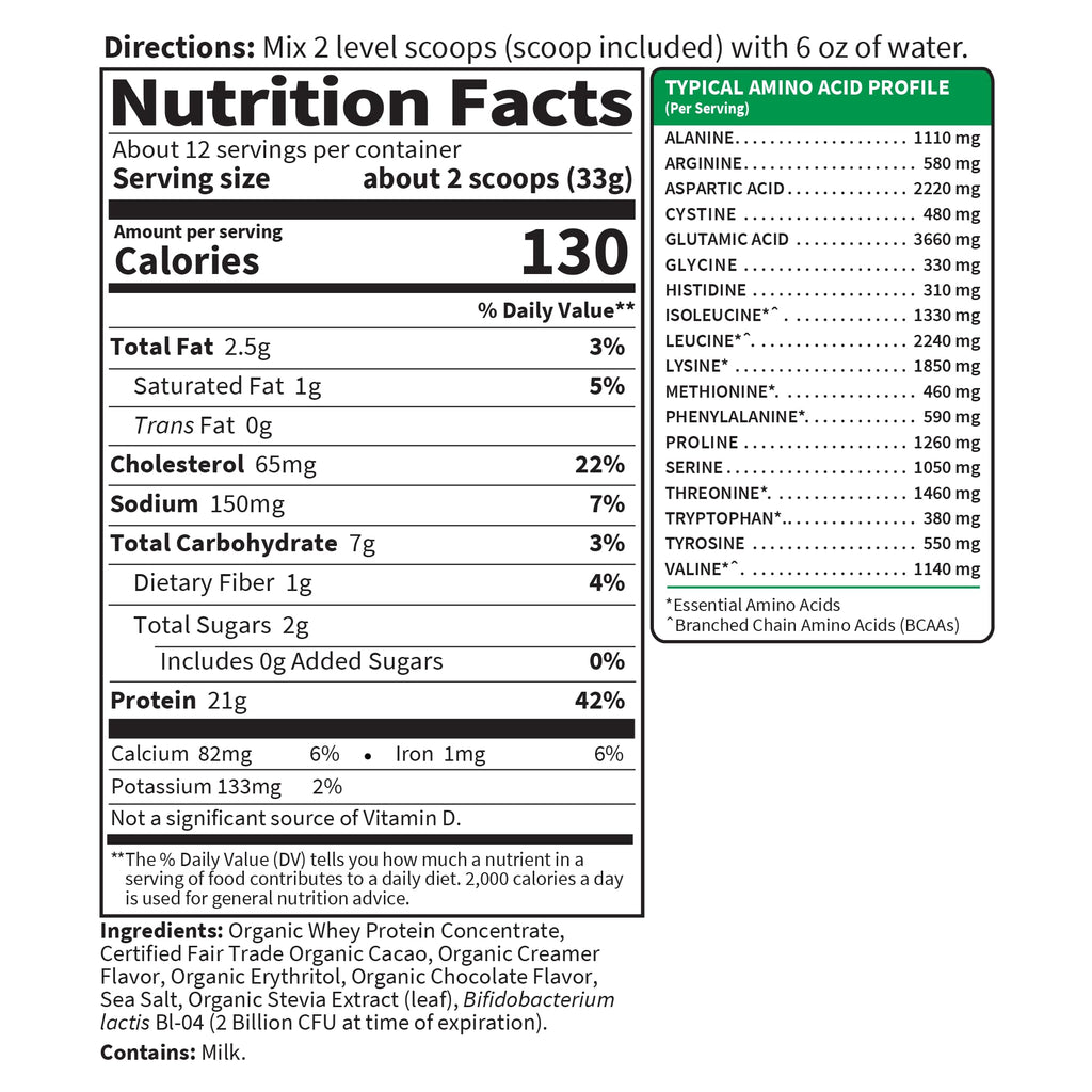 Organic Whey Protein Chocolate Grass Fed Protein Powder T2329