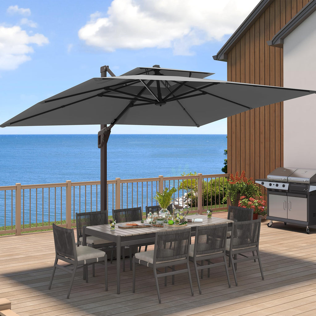 Cantilever Outdoor Patio Umbrella with Base J419
