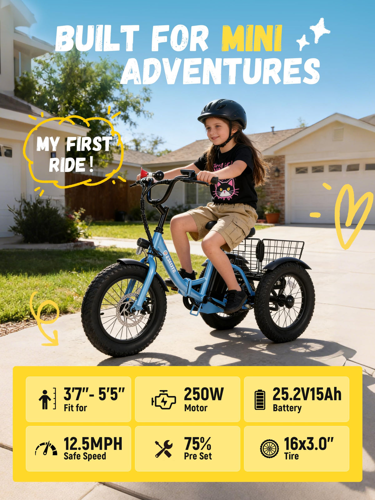 Blue Fat Tire Folding Electric Trike I221