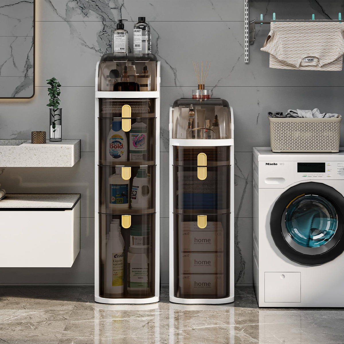 Slim Bathroom Storage Cabinet with Drawers V3340