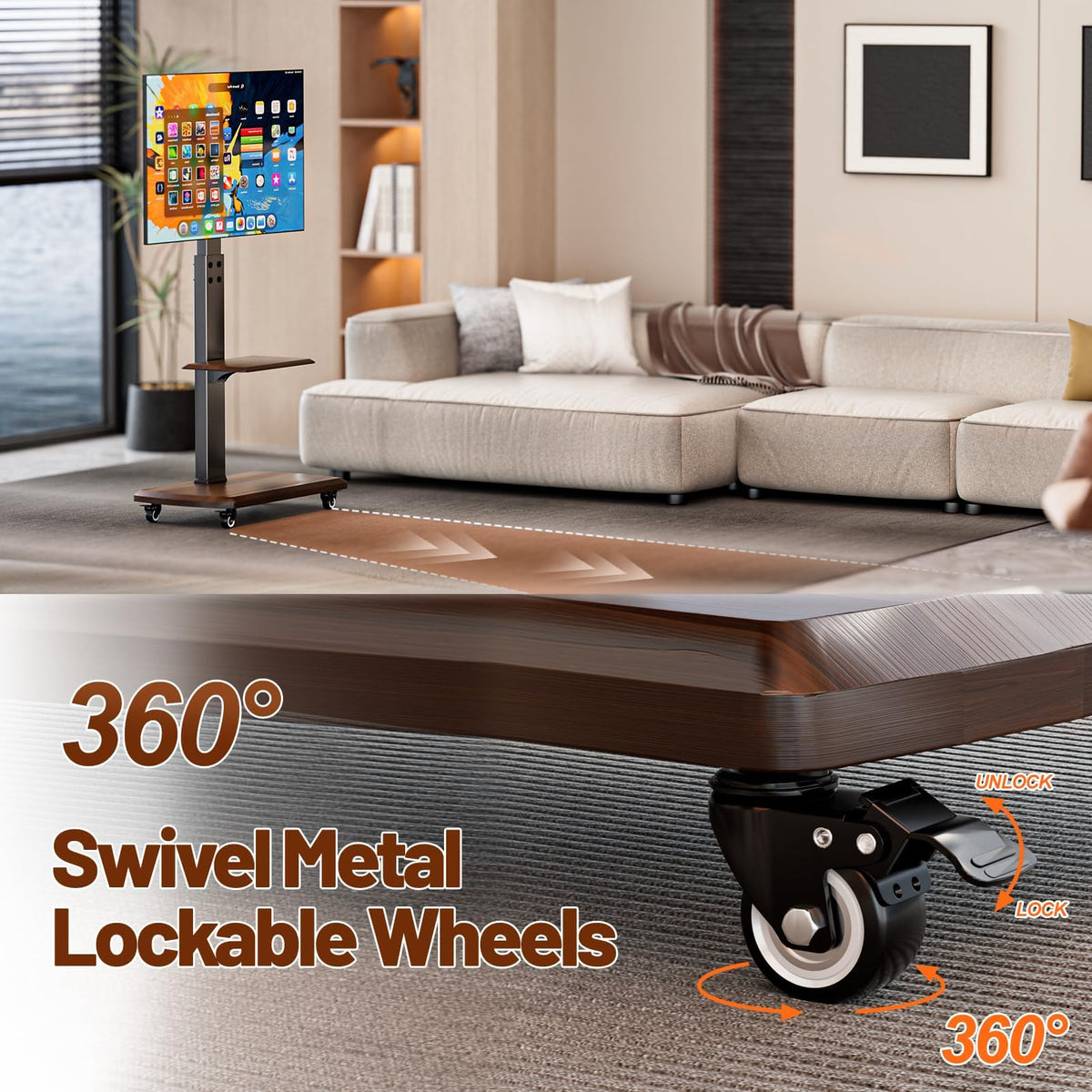 Rolling TV Stand with Power Outlet for 32 to 80 inch TVs J752858