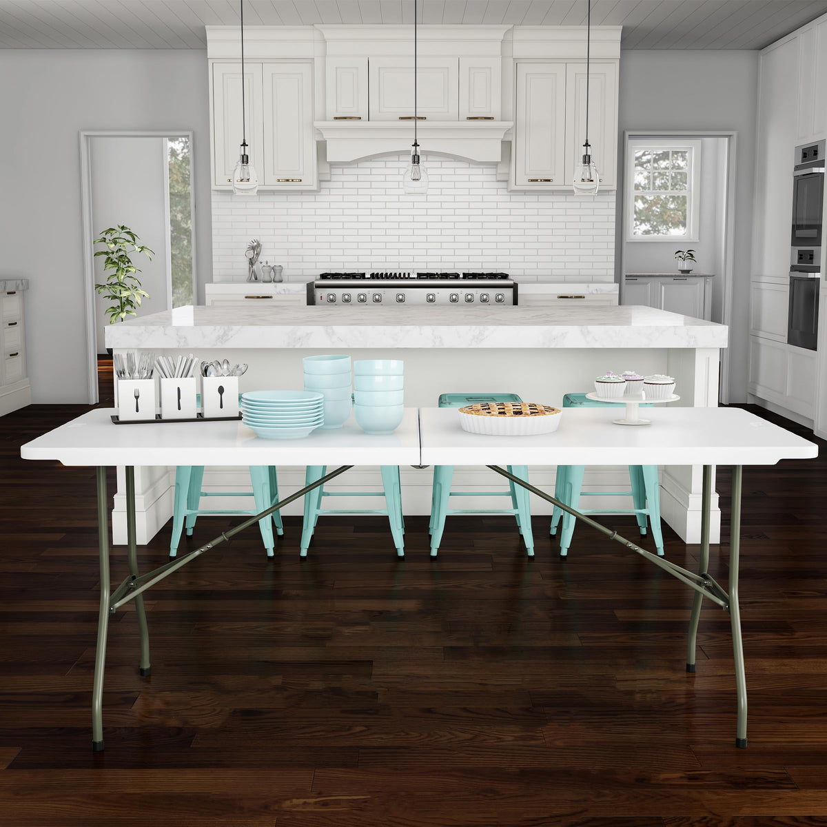 White 6ft Portable Folding Table M49079