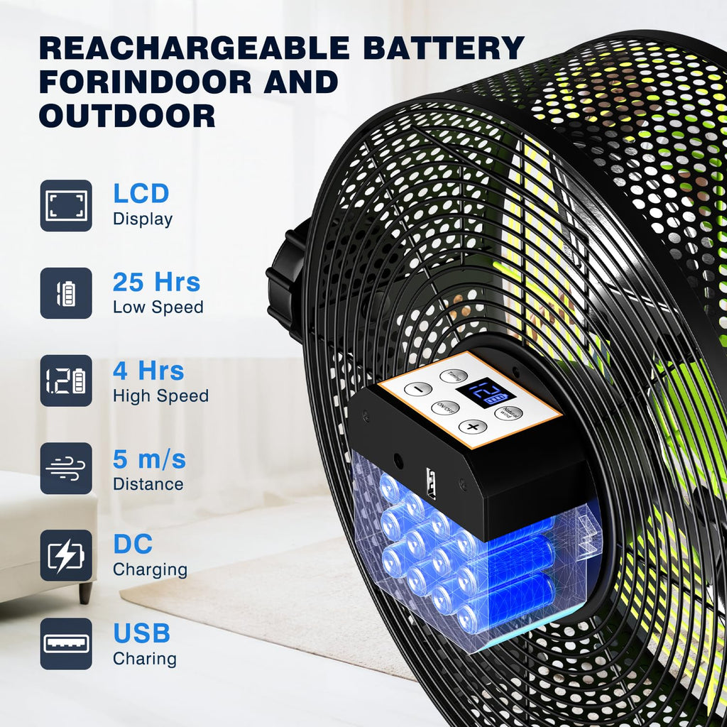 10 Inch Portable Rechargeable Floor Fan B4943