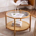 Round Glass Rattan Coffee Table D63279