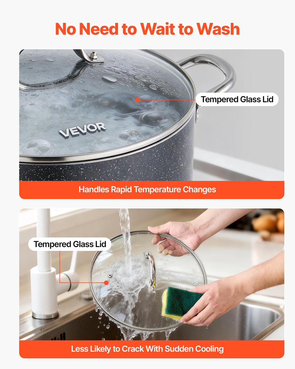 12-Quart Nonstick Ceramic Aluminum Stock Pot with Glass Lid F660088