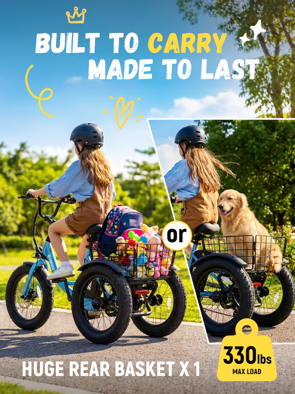 Blue Fat Tire Folding Electric Trike I221