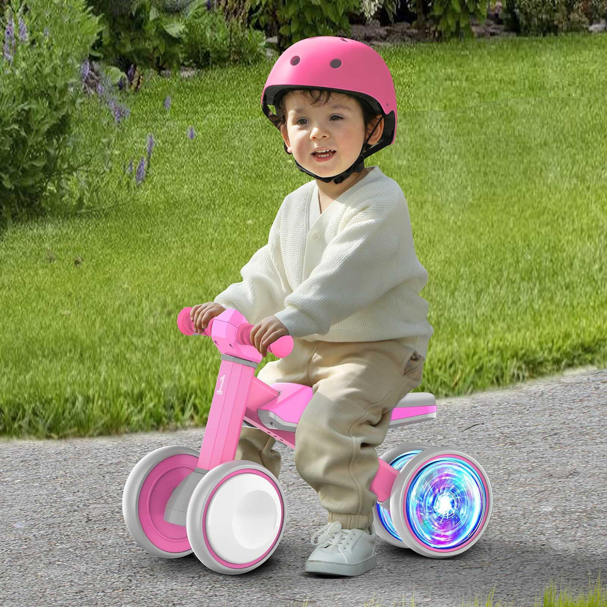 Baby Balance Bike with Adjustable Soft Seat, 4 Silent Wheels V47939