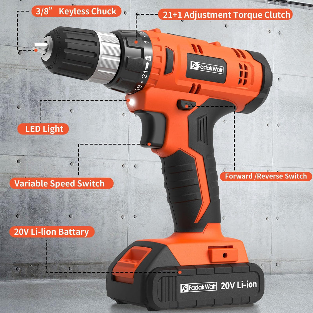 Cordless Drill Set 20V with Battery And Charger U397601