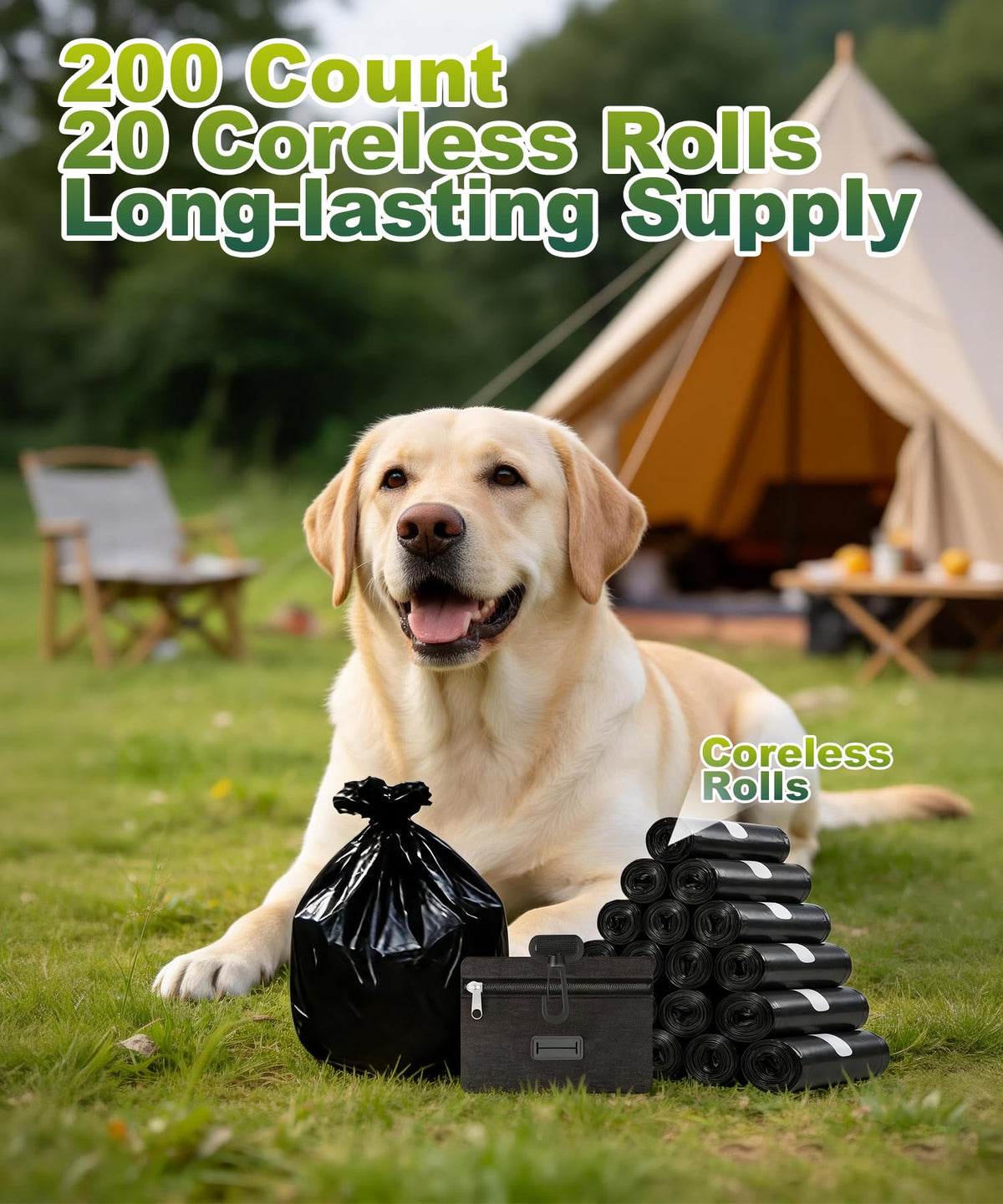 200 Pack Dog Poop Bags Rolls with Dispenser V9687