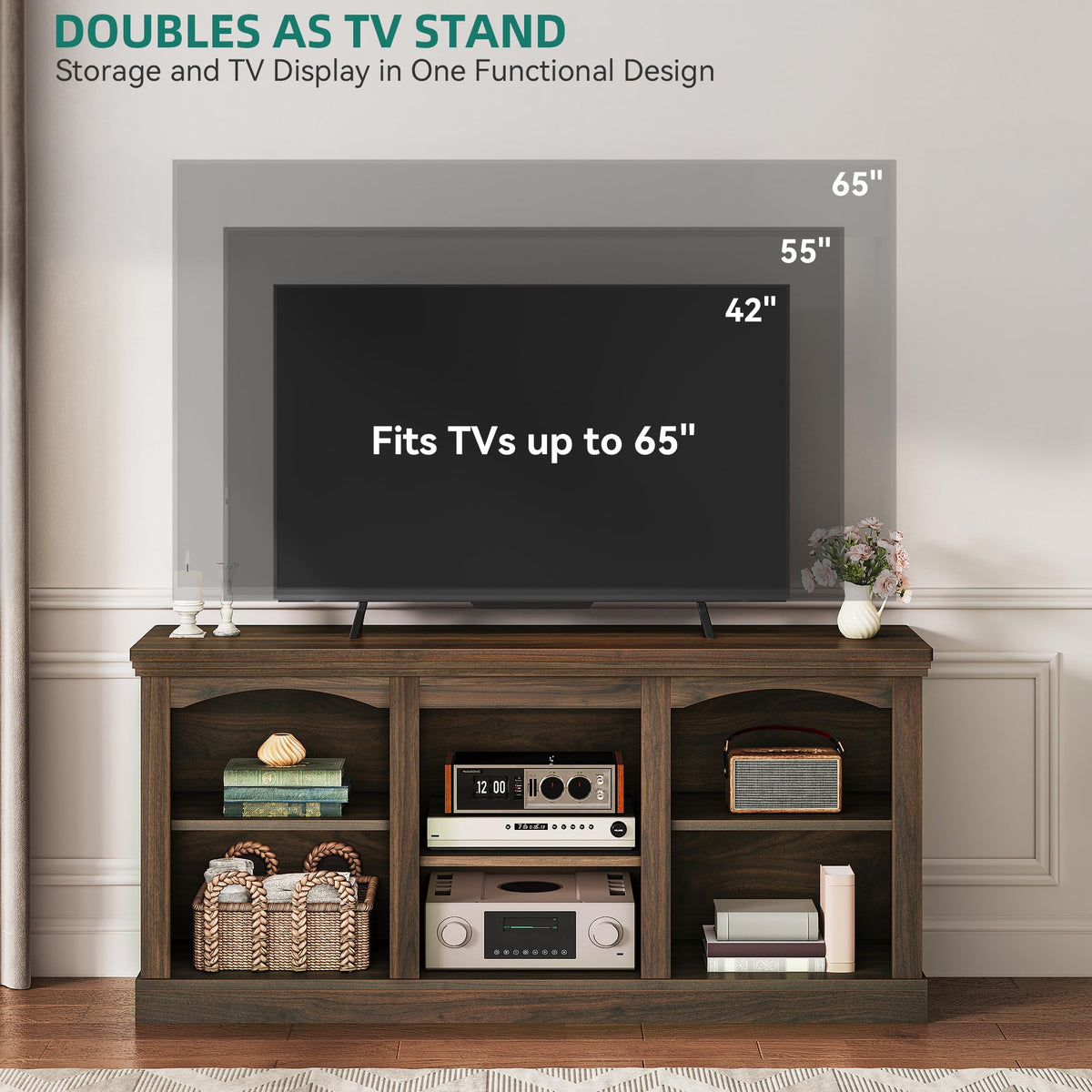 Farmhouse TV Stand with Cord Management H4342