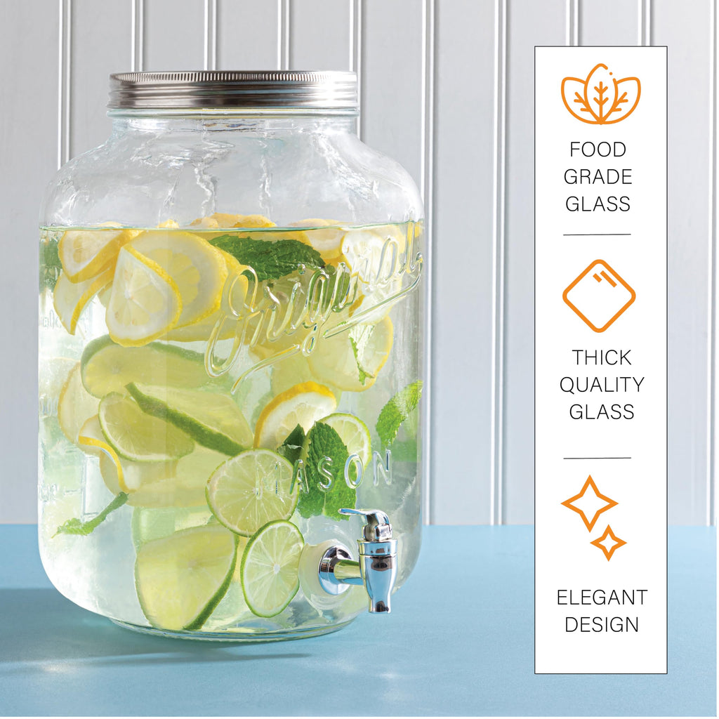 2 Gallon Glass Drink Dispenser with Spigot D327100