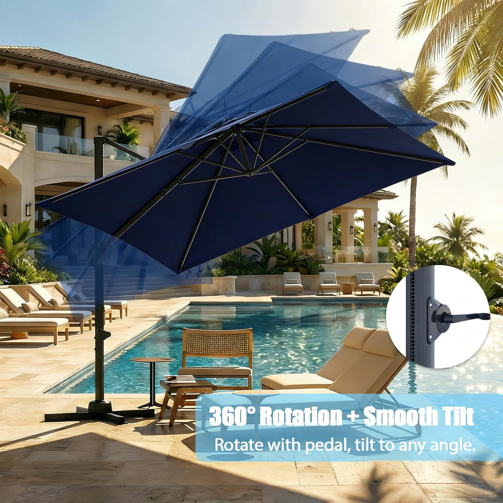 10 ft x 10 ft Navy Blue Cantilever Patio Umbrella V47702