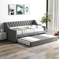 Grey Upholstered Twin Daybed with Trundle X932
