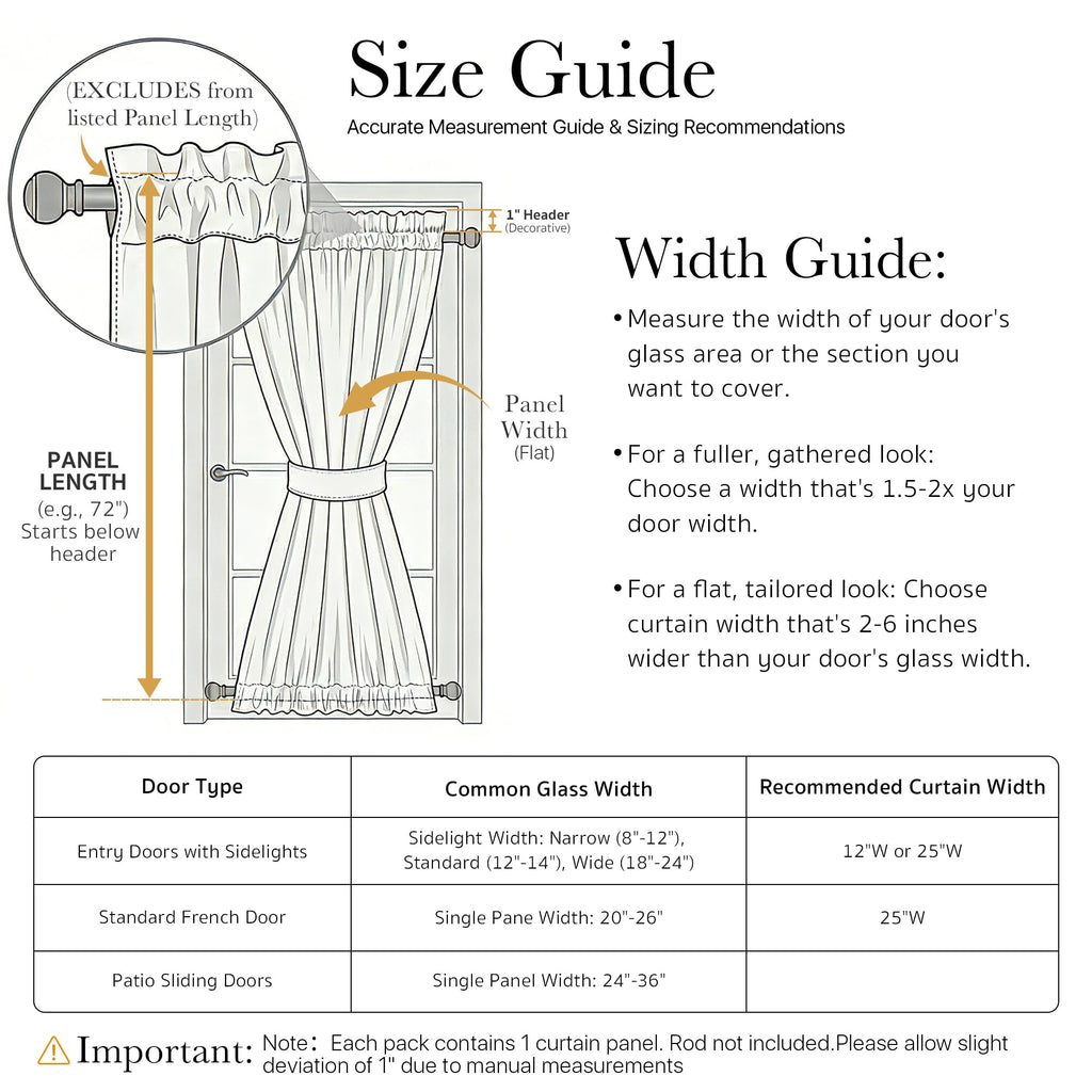 Sidelight Door Curtain 25" W x 72" L Biscotti Beige 1 Panel X274