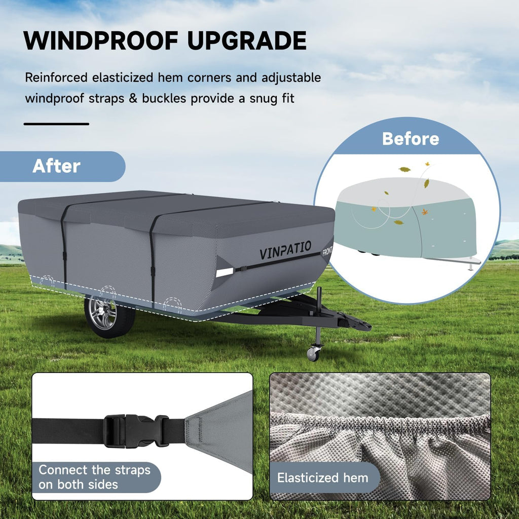 Waterproof Anti-UV Pop Up Camper Cover Fits 14'-16' Trailers W905375