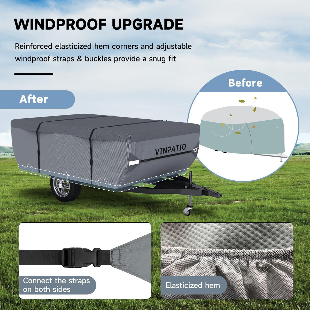 Waterproof Anti-UV Pop Up Camper Cover Fits 14'-16' Trailers W905375