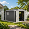 10x14 FT Metal Outdoor Storage Shed with Floor and 2 Windows S604897