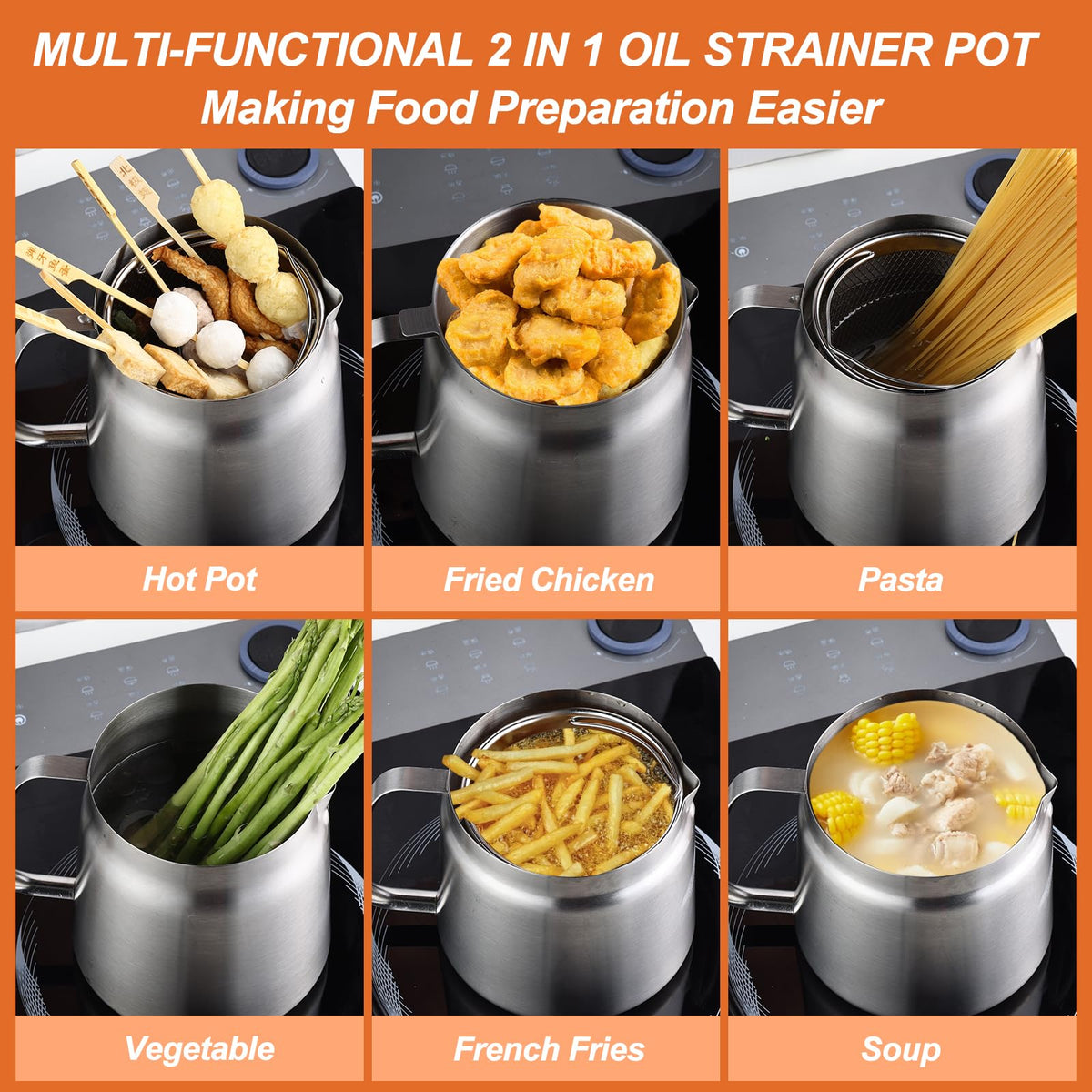304 Stainless Steel Deep Fryer with Basket S306071