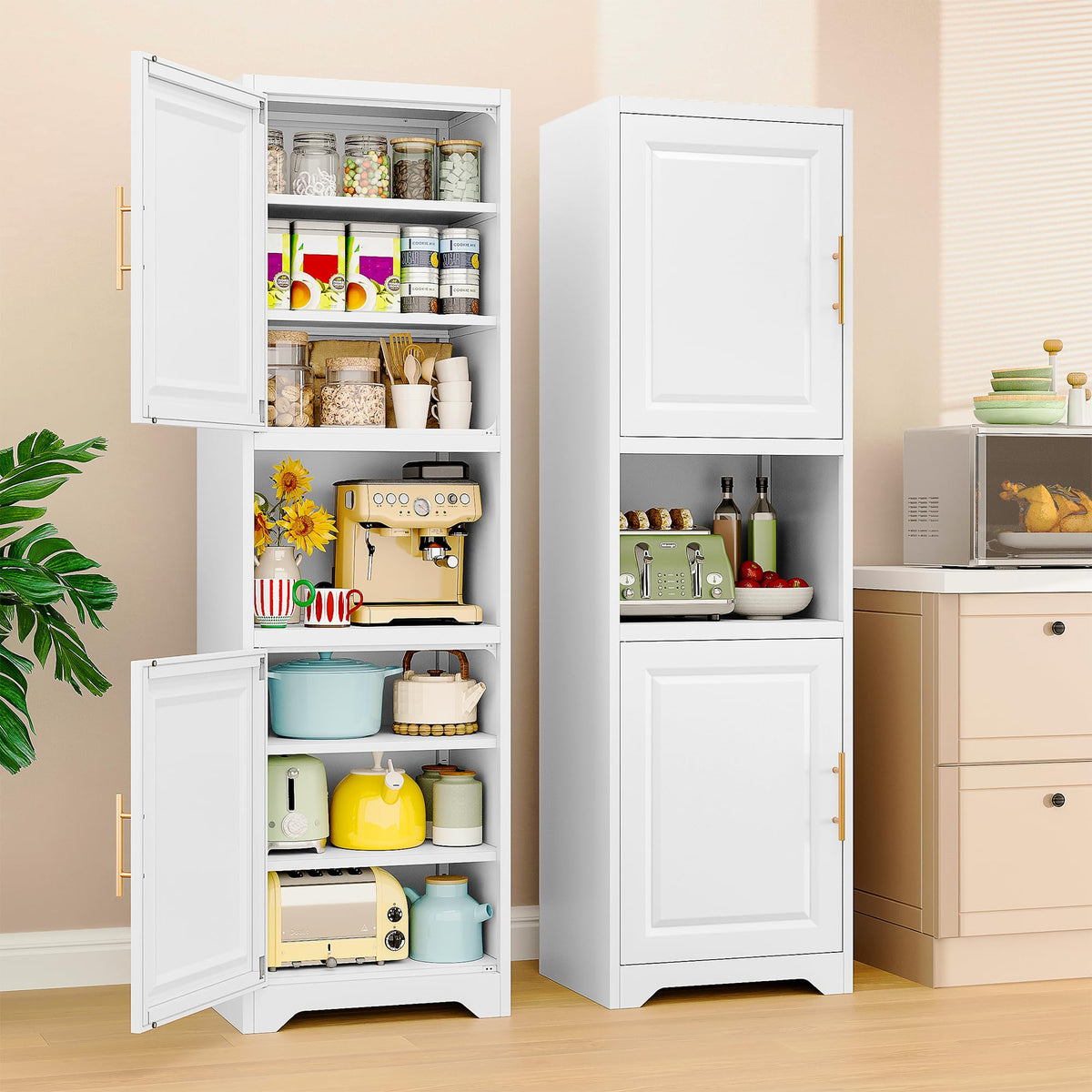 67" Tall Narrow White Metal Bathroom Storage Cabinet S40579