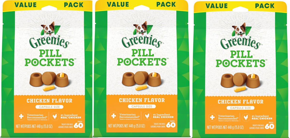 Chicken Flavor Capsule Treats for Dogs 15.8-Ounce 3 Pack Y240889