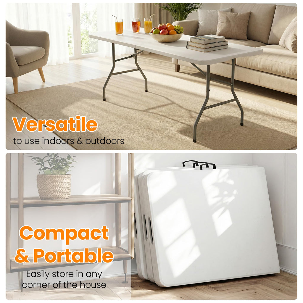 6FT White Portable Plastic Folding Table N7029
