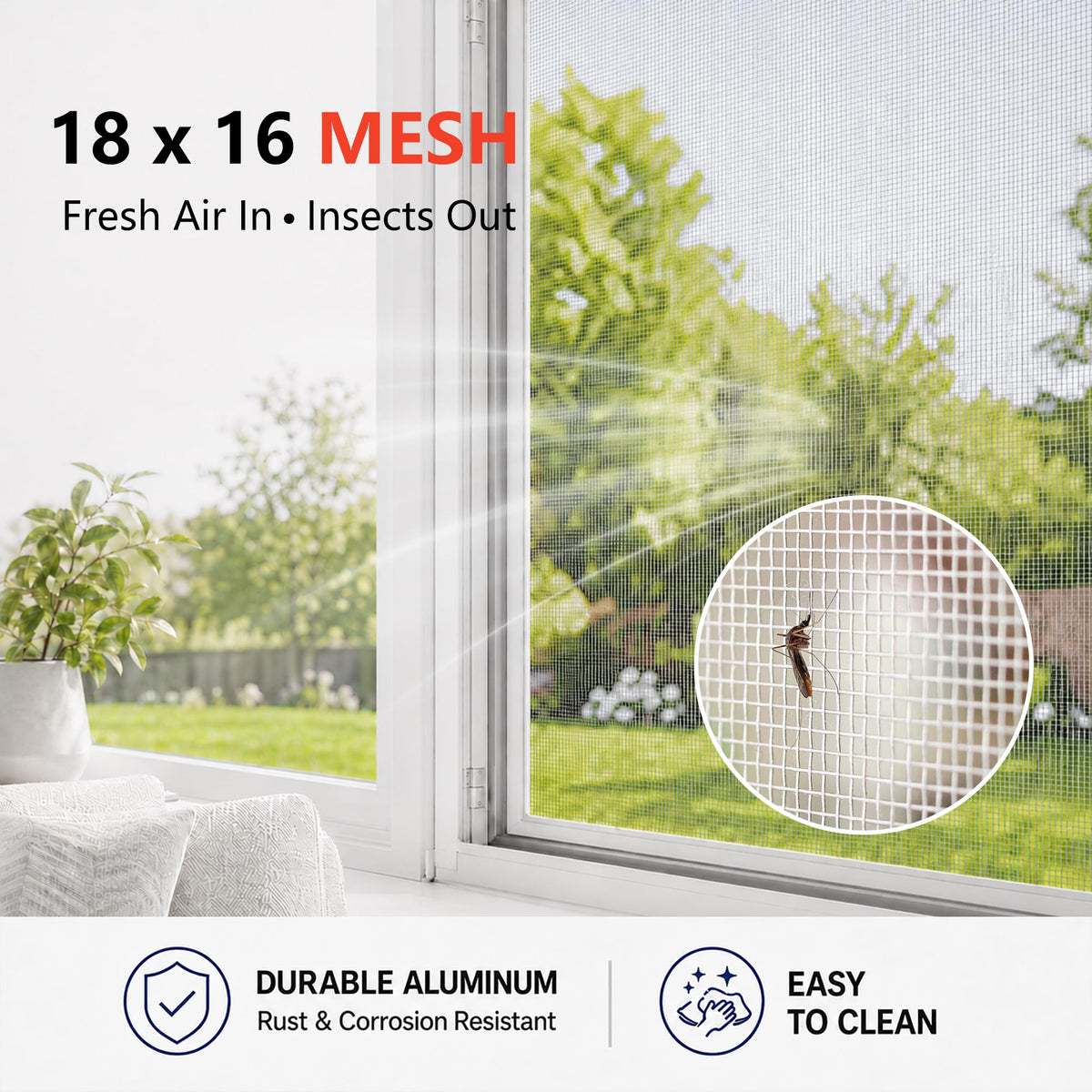 Aluminum Window Screen Mesh Roll 48 in x 100 ft 18x16 Mesh A615099