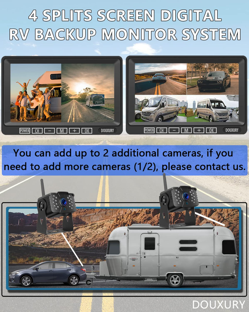 1080P Wireless Backup Camera System with 7'' Monitor IP69K Waterproof B60968